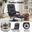 Recliner with Ottoman 360-Degree Swivel Recliner Chair and Ottoman Set PU Leather Black