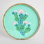 Prickly Pear Cactus Hand Painted Enamel Tray Teal