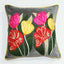 Lotus Flower 50x50cm Embroidered Cushion Grey