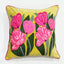 Lotus Flower 50x50cm Embroidered Cushion Yellow