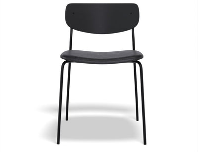 Rylie Chair - Padded Seat with Black Backrest - Black Vegan Leather Seat