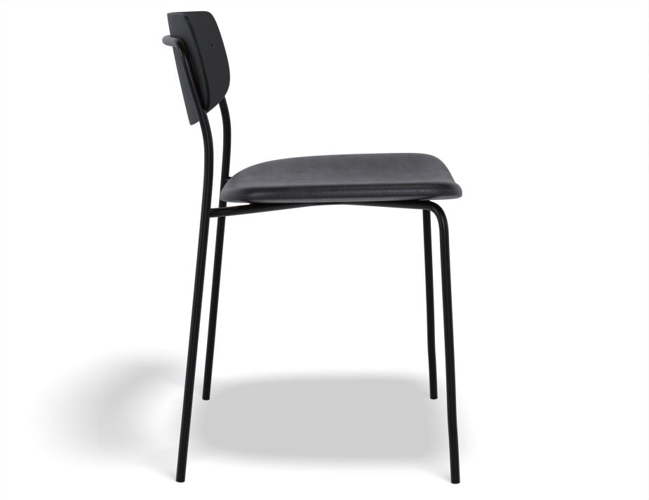 Rylie Chair - Padded Seat with Black Backrest - Black Vegan Leather Seat