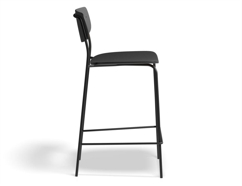 Rylie Stool - Black Stained Ash Seat and Backrest - 65cm Counter Kitchen Height