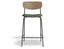 Rylie Stool - Padded Seat with Natural Backrest - 65cm Kitchen Height - Green Vegan Leather Seat