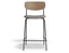 Rylie Stool - Padded Seat with Natural Backrest - 65cm Kitchen Height - Grey Vegan Leather Seat