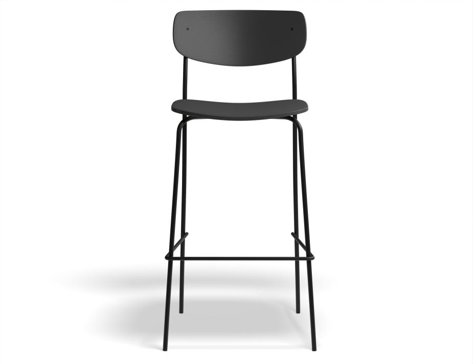 Rylie Stool - Black Stained Ash Seat and Backrest - 65cm Counter Kitchen Height