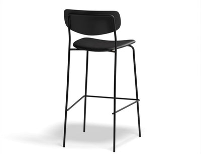 Rylie Stool - Padded Seat with Black Backrest - 75cm Bar Height - Grey Vegan Leather Seat