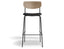 Rylie Stool - Padded Seat with Natural Backrest - 75cm Bar Height - Black Vegan Leather Seat