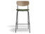 Rylie Stool - Padded Seat with Natural Backrest - 75cm Bar Height - Green Vegan Leather Seat