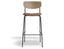 Rylie Stool - Padded Seat with Natural Backrest - 65cm Kitchen Height - Black Vegan Leather Seat