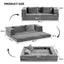 Convertible Folding Sofa Bed Pull Out Mattress Foldable Lounge Couch Grey