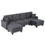 Modular Sectional U Shaped Storage Sofa Couches for Living Room Grey