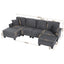 Modular Sectional U Shaped Storage Sofa Couches for Living Room Grey