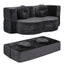 2 in 1 Convertible Compressed Sofa Bed, Folding Boneless Sofabed for Living Room ,Comfort Curved Sleeper Couch with High Density Sponge, Apartment Essentials, No Assembly, 2 Pillows, Grey