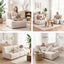 Single Small Boneless Couches for Living Room White Fabric