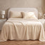 Giselle Double Sheet Set 150 GSM Anti-pilling Micro Flannel, Fast Drying Lightweight 4 Piece, 40CM Deep Pocket Fits Thick Mattress, Cream White