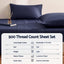 Giselle Single 500TC Cotton 4Pcs Sheet Set with 40cm Extra Deep Pocket for Thick Mattresses Sateen Weave for Sweaty Nights Navy Blue