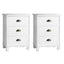 2x Bedside Table 3 Drawers Vintage - THYME White