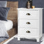 2x Bedside Table 3 Drawers Vintage - THYME White