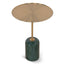 45cm Brushed Gold Side Table - Green Crystal