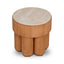 50cm Round Travertine Side Table - Natural