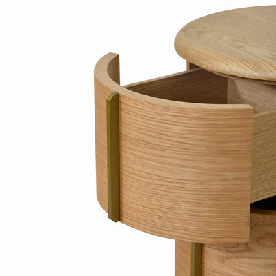 46cm Round Bedside Table - Natural