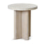 Travertine Marble Round Side Table - White Wash