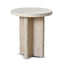 Travertine Marble Round Side Table - White Wash