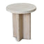 Travertine Marble Round Side Table - White Wash