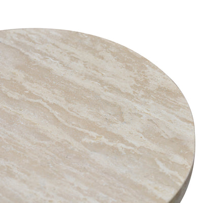 Travertine Marble Round Side Table - White Wash