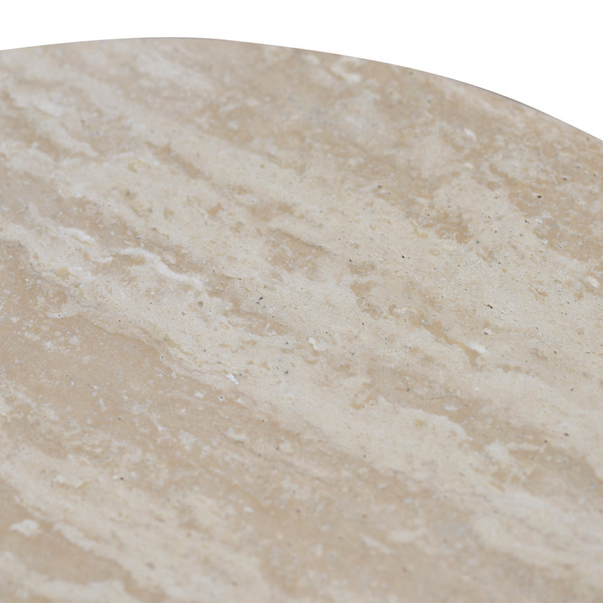 Travertine Marble Round Side Table - White Wash