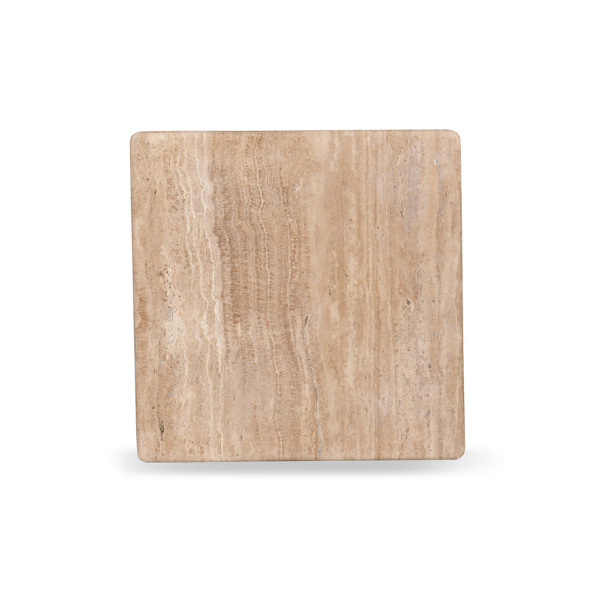 50cm Travertine Top Side Table - Natural