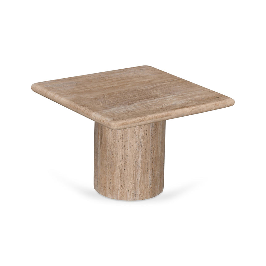 50cm Travertine Top Side Table - Natural