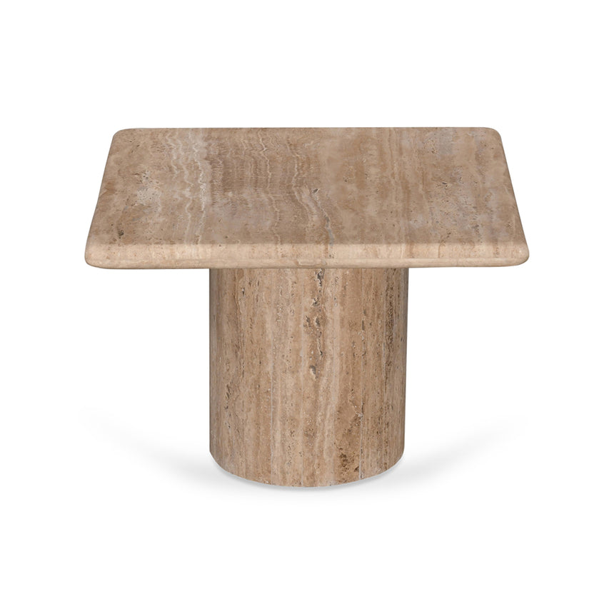 50cm Travertine Top Side Table - Natural