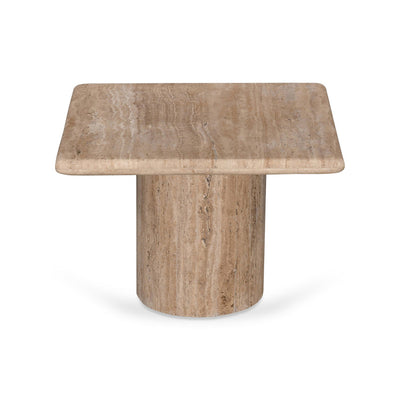 50cm Travertine Top Side Table - Natural