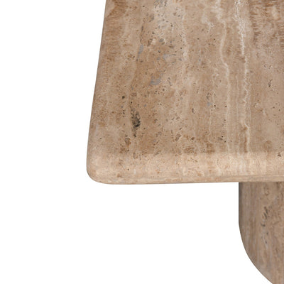 50cm Travertine Top Side Table - Natural