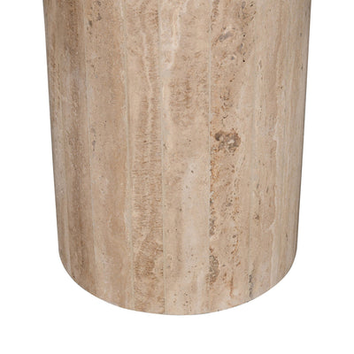 42cm Travertine Top Side Table - Natural