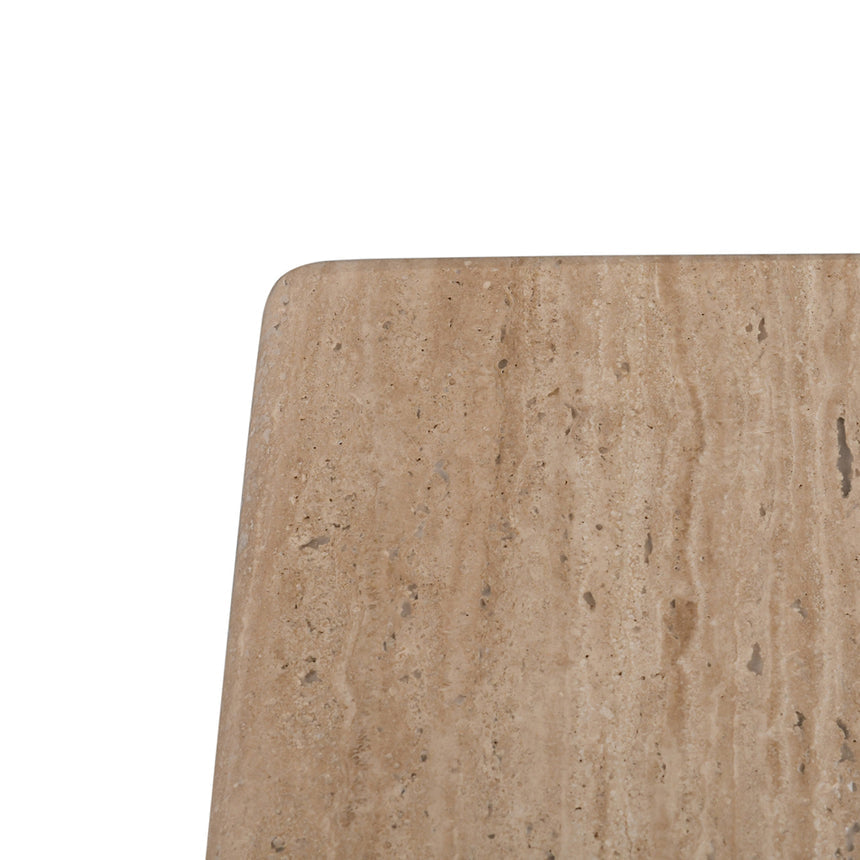 42cm Travertine Top Side Table - Natural