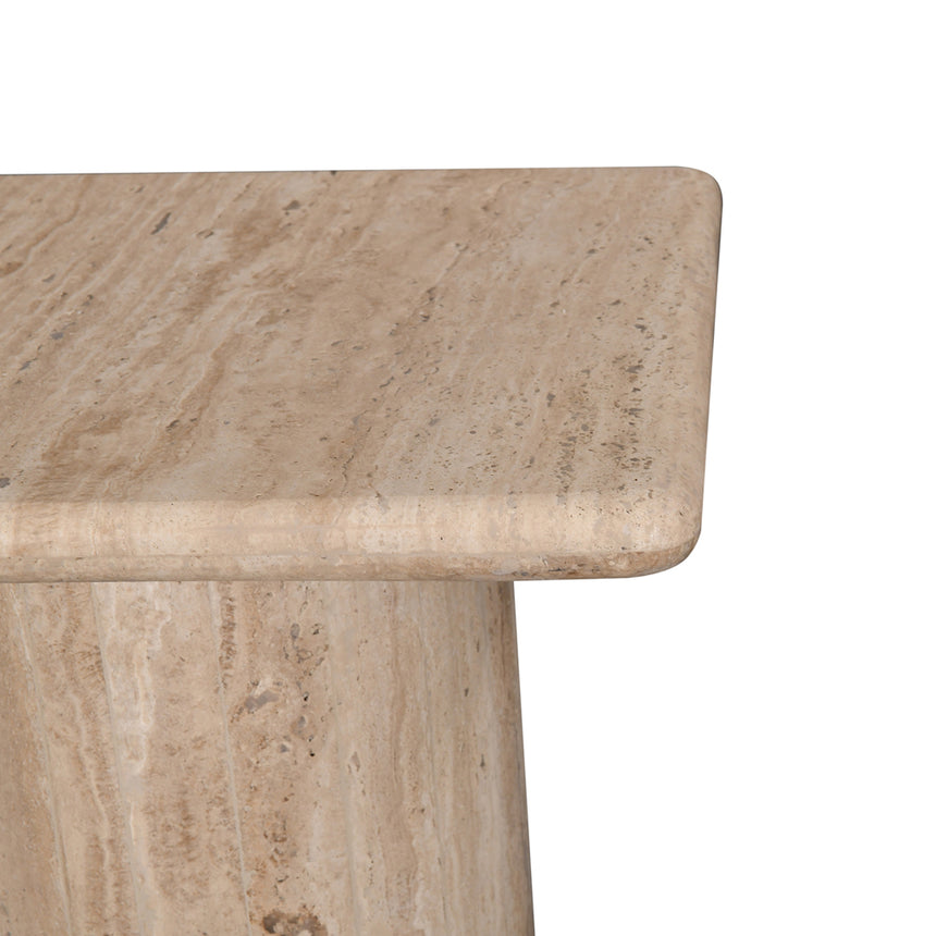 42cm Travertine Top Side Table - Natural