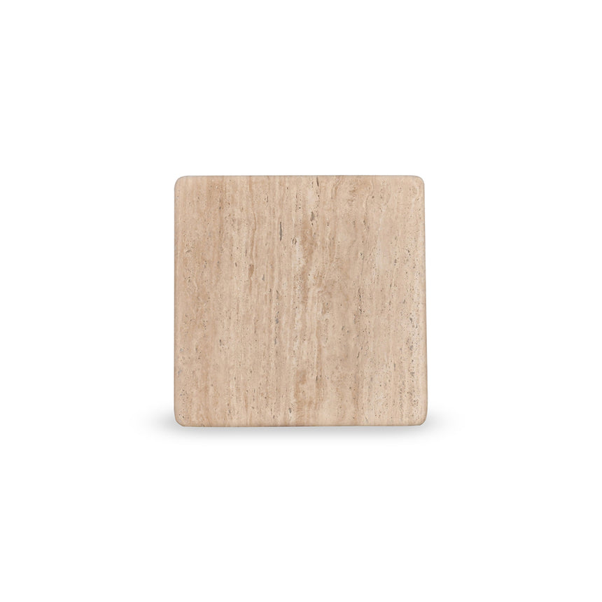 42cm Travertine Top Side Table - Natural