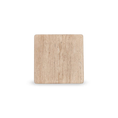 42cm Travertine Top Side Table - Natural