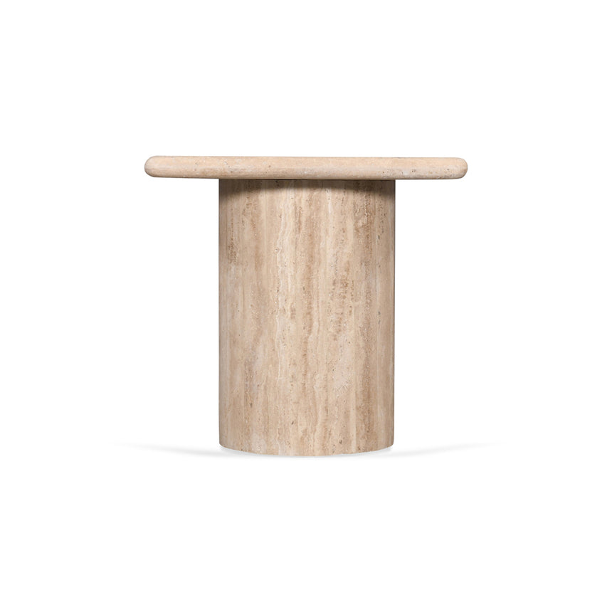 42cm Travertine Top Side Table - Natural