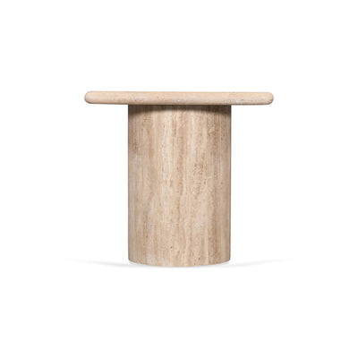 42cm Travertine Top Side Table - Natural