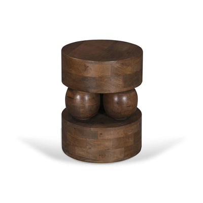 40cm Round Side Table - Walnut