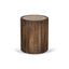 45cm Travertine Top Round Side Table - Walnut