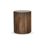 45cm Travertine Top Round Side Table - Walnut