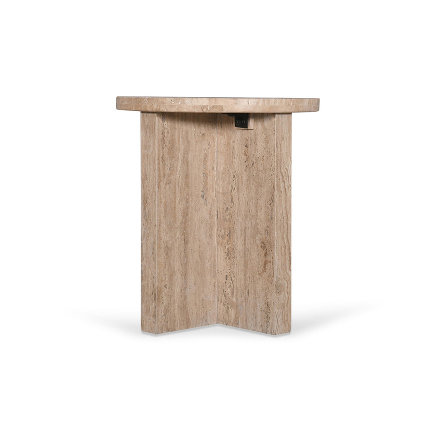 45cm Travertine Top Round Side Table