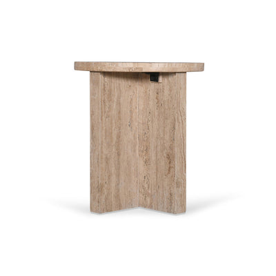 45cm Travertine Top Round Side Table