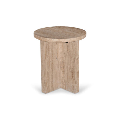 45cm Travertine Top Round Side Table