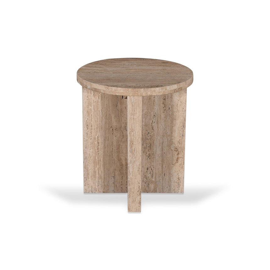 45cm Travertine Top Round Side Table